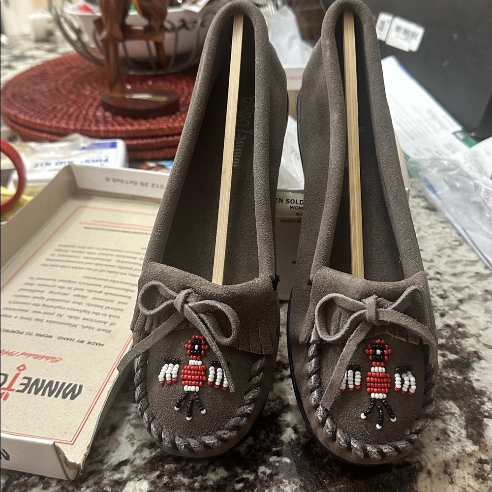 MINNETONKA Thunderbird II Beaded Suede Moccasins